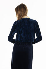 Navy Textured Velour Cardigan