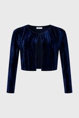 Navy Textured Velour Cardigan