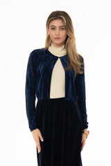 Navy Textured Velour Cardigan
