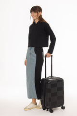 Blue Wash Denim Combo Maxi Skirt