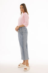 Blue Wash Two Tone Denim Maxi Skirt