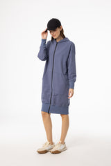 Blue Zipper Sweatshirt Dress