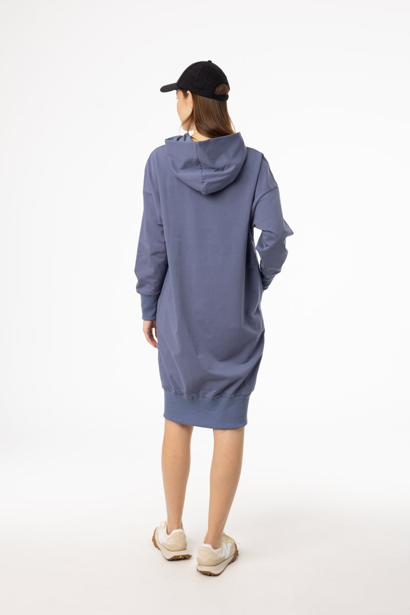 Blue Zipper Sweatshirt Dress