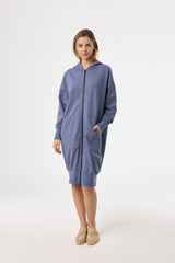 Blue Zipper Sweatshirt Dress