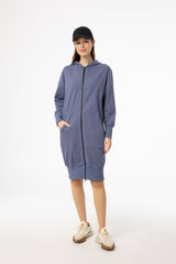 Blue Zipper Sweatshirt Dress