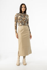Bone A-Line Leather Skirt