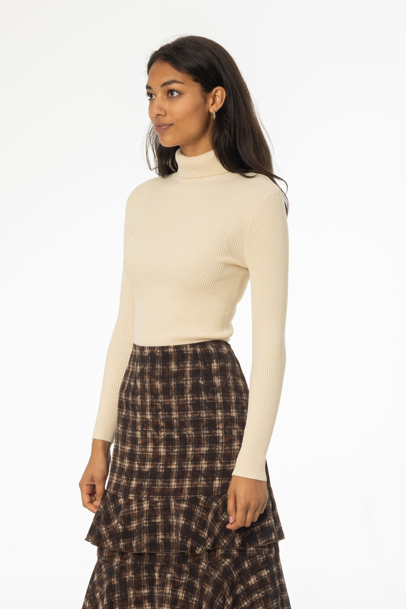 Bone Basic Ribbed Knit Turtleneck