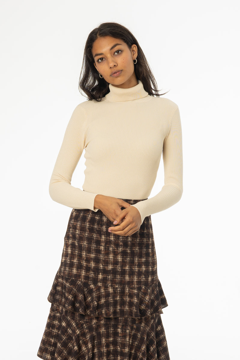 Bone Basic Ribbed Knit Turtleneck