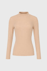 Bone Ribbed Mock Neck Top