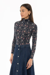 Botanical Garden Printed Turtleneck Top