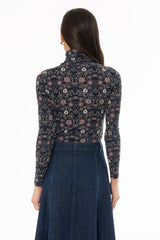 Botanical Garden Printed Turtleneck Top