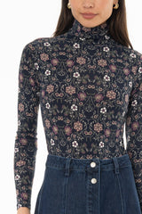 Botanical Garden Printed Turtleneck Top