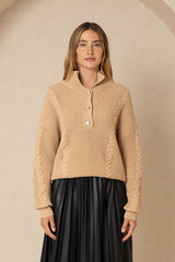 Tan Braided Knit Sweater