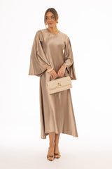 Bronze Flare Sleeve Maxi Dress