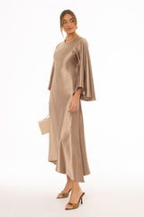 Bronze Flare Sleeve Maxi Dress