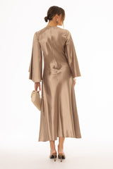 Bronze Flare Sleeve Maxi Dress