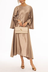 Bronze Flare Sleeve Maxi Dress