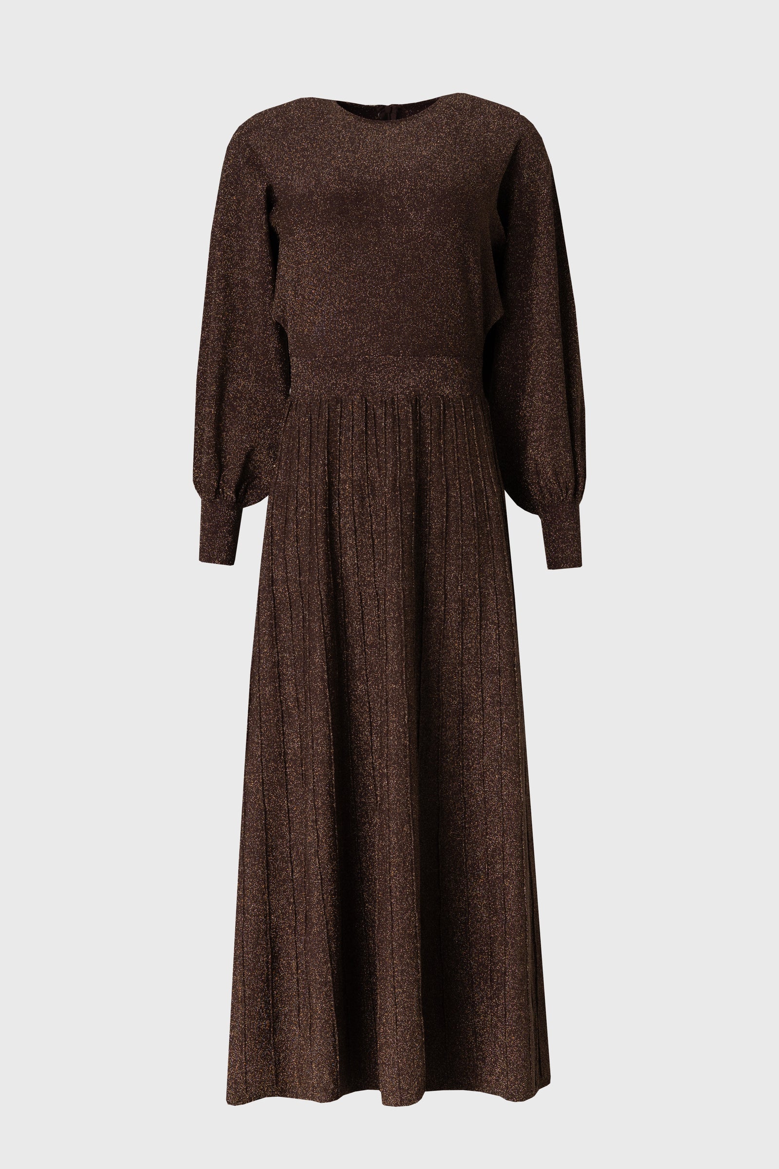 Bronze Shimmer Accordion Maxi Dress – BLANK