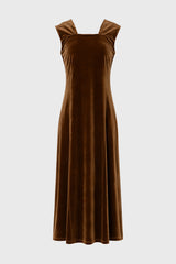 Bronze Square Neck Velour Maxi Jumper