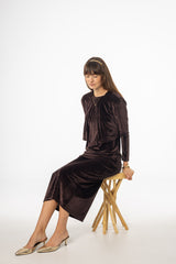 Brown Ribbed Velour Jumper