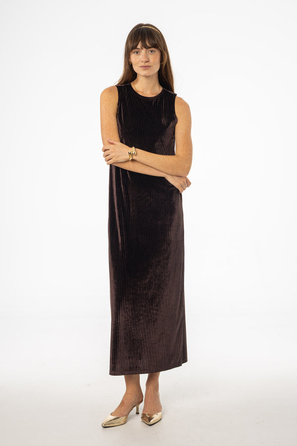 Brown Ribbed Velour Jumper
