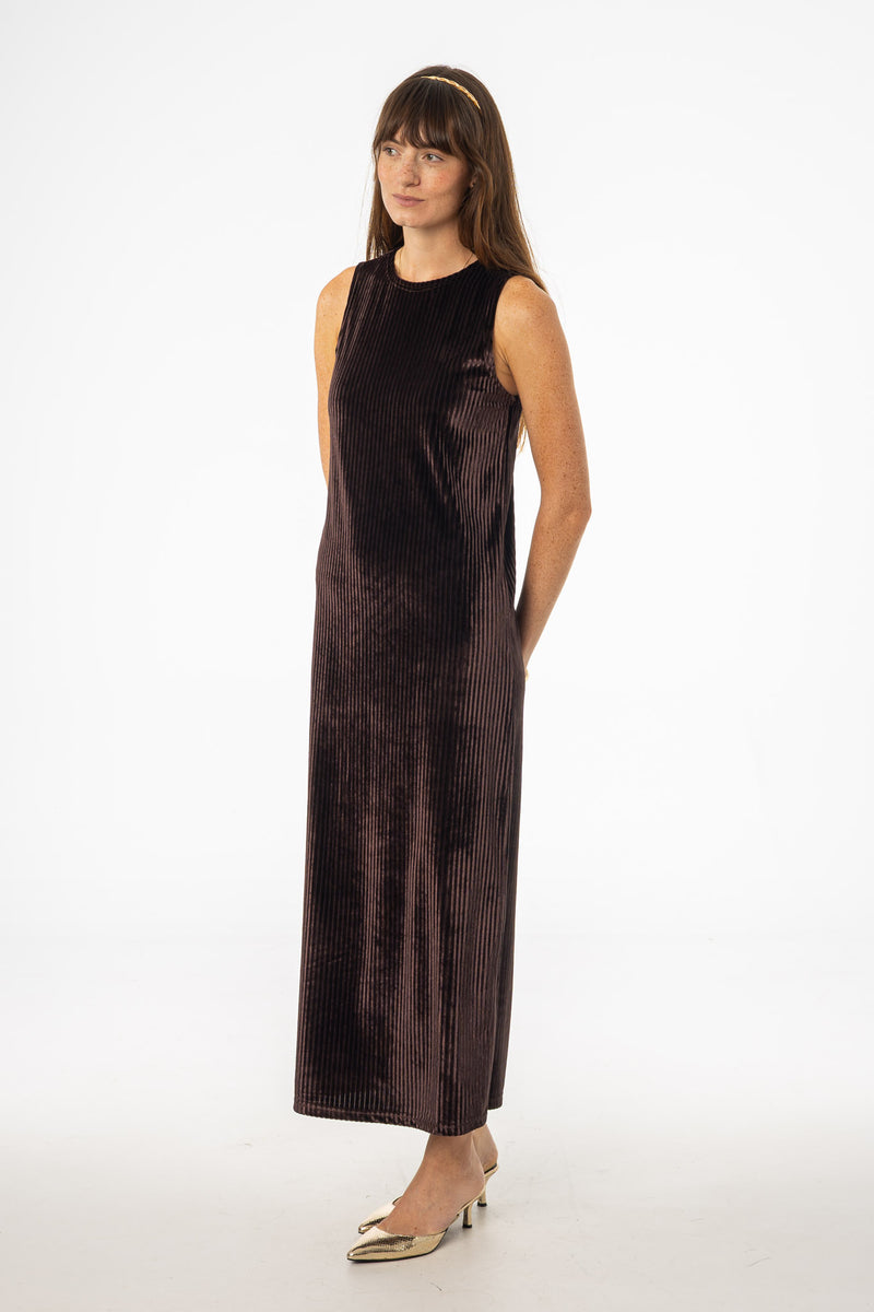 Brown Ribbed Velour Jumper