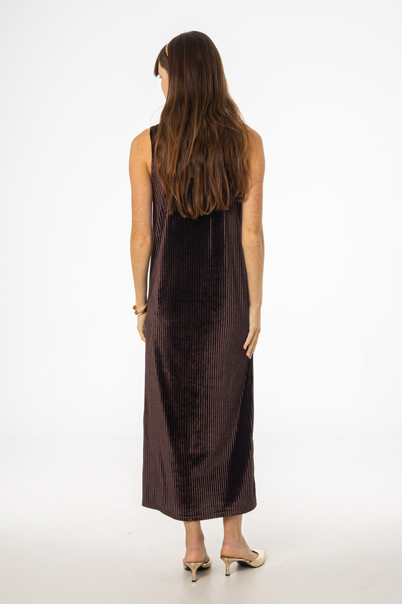 Brown Ribbed Velour Jumper