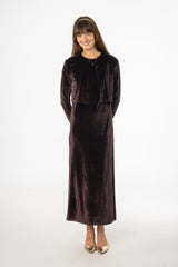 Brown Ribbed Velour Jumper