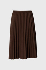 Brown Accordion Microsuede Skirt