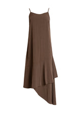 Brown Asymmetrical Ruffle Jumper