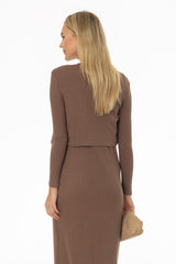Brown Basic Cardigan