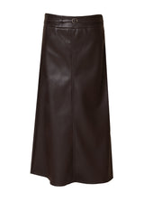 Brown Belted Leather Skirt