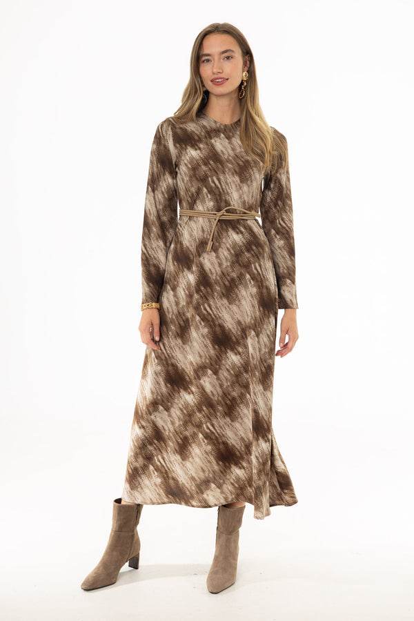 brown bell sleeve dress Blend Printed Maxi – BLANK Modest Navy Blue Summer adjustable lace-up corset back for a contoured fit Make a statement in Size:EU 110-116 / US 4-5Y