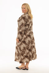 Brown Blend Printed Bell Sleeve Maxi Dress
