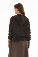 Brown Cable Knit Hoodie