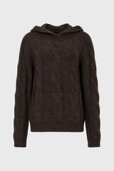Brown Cable Knit Hoodie
