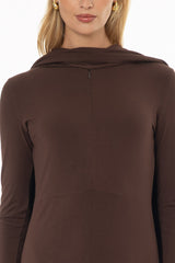 Brown Cape Detail Maxi Dress