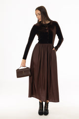 Brown Cardigan Combo Maxi Dress