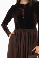 Brown Cardigan Combo Maxi Dress