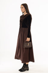 Brown Cardigan Combo Maxi Dress