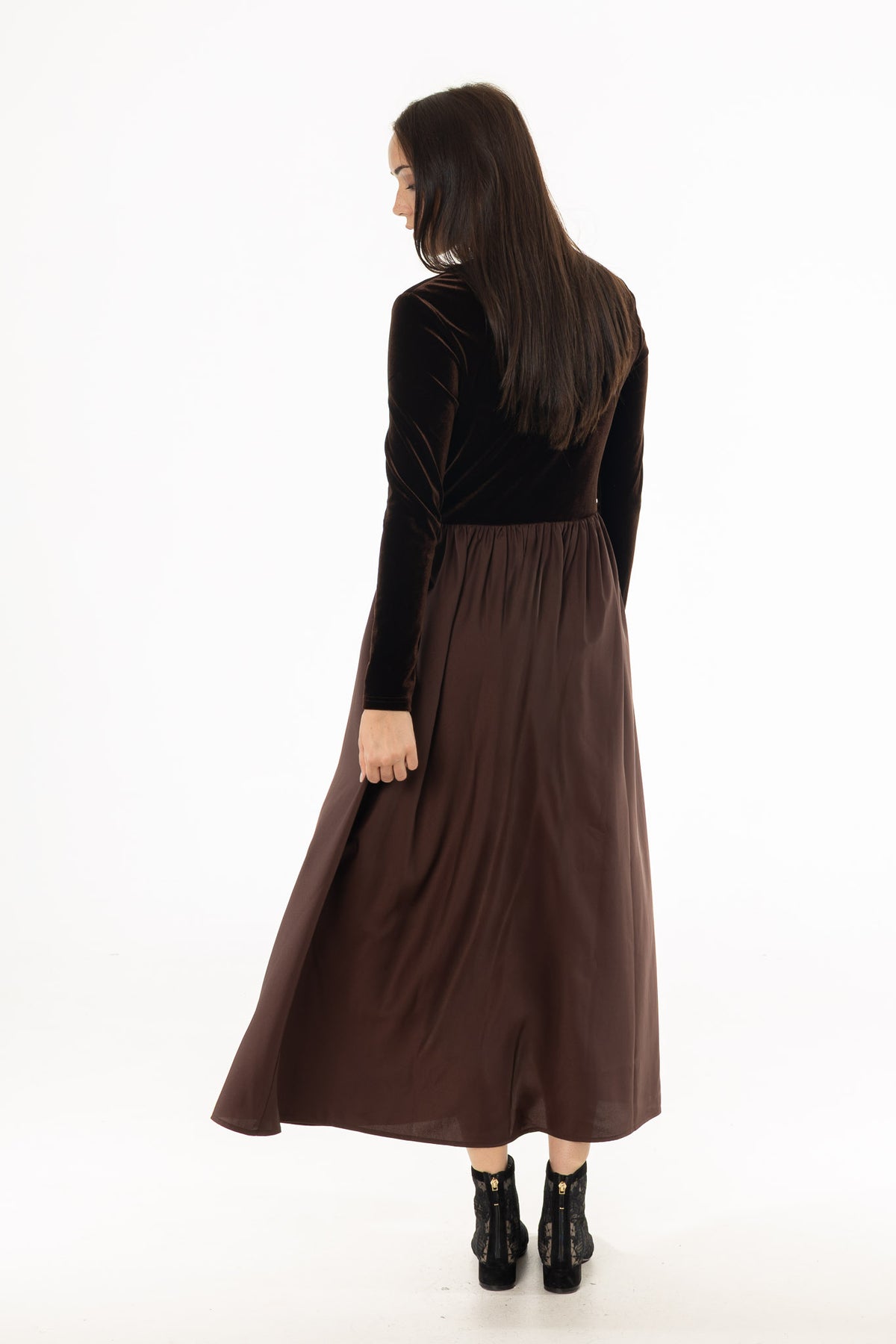 Brown Cardigan Combo Maxi Dress – BLANK