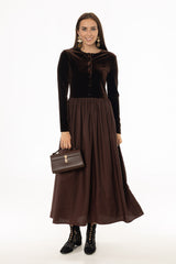 Brown Cardigan Combo Maxi Dress
