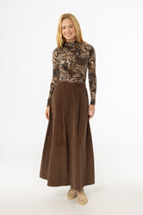Brown Cargo Corduroy Maxi Skirt