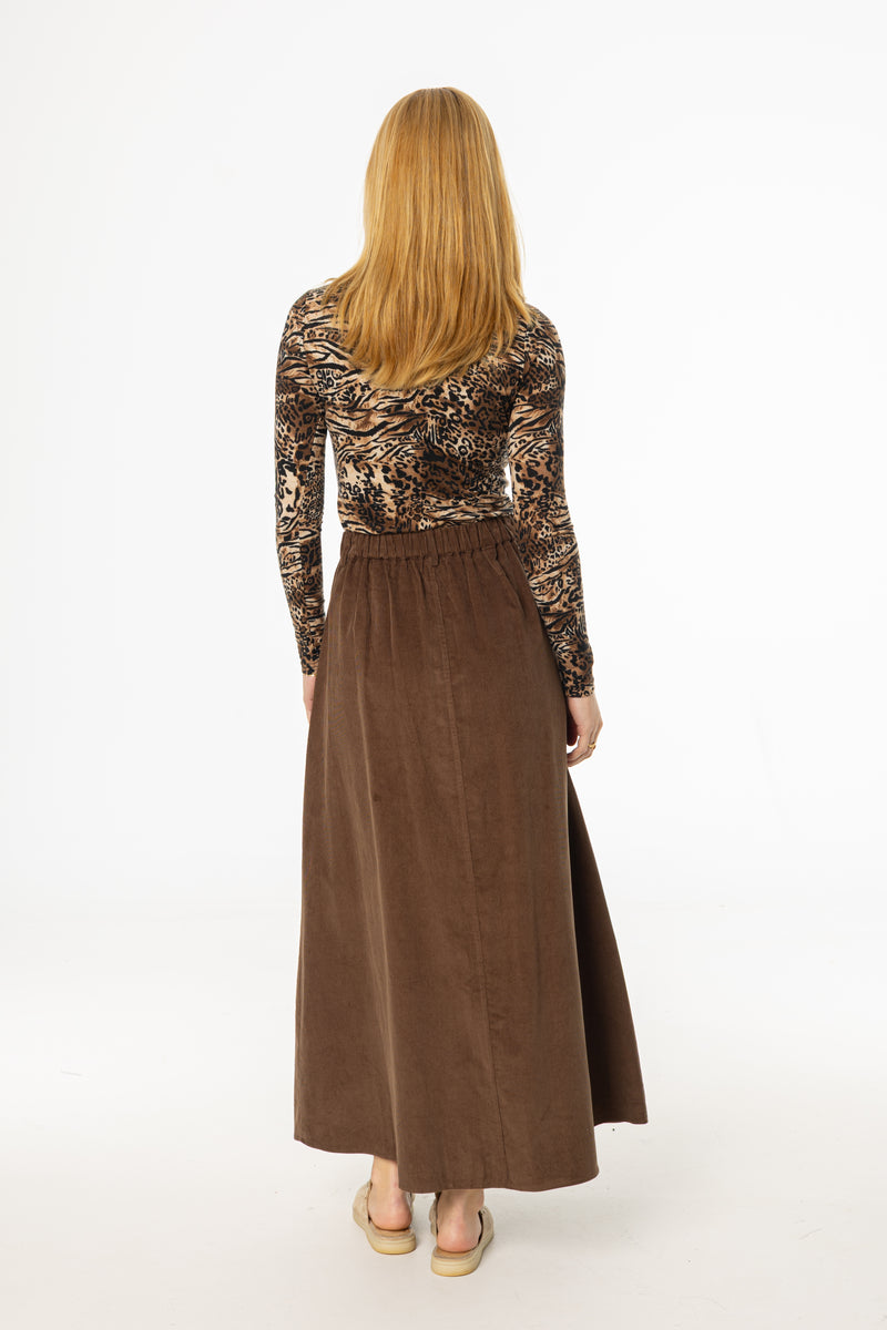 Brown Cargo Corduroy Maxi Skirt