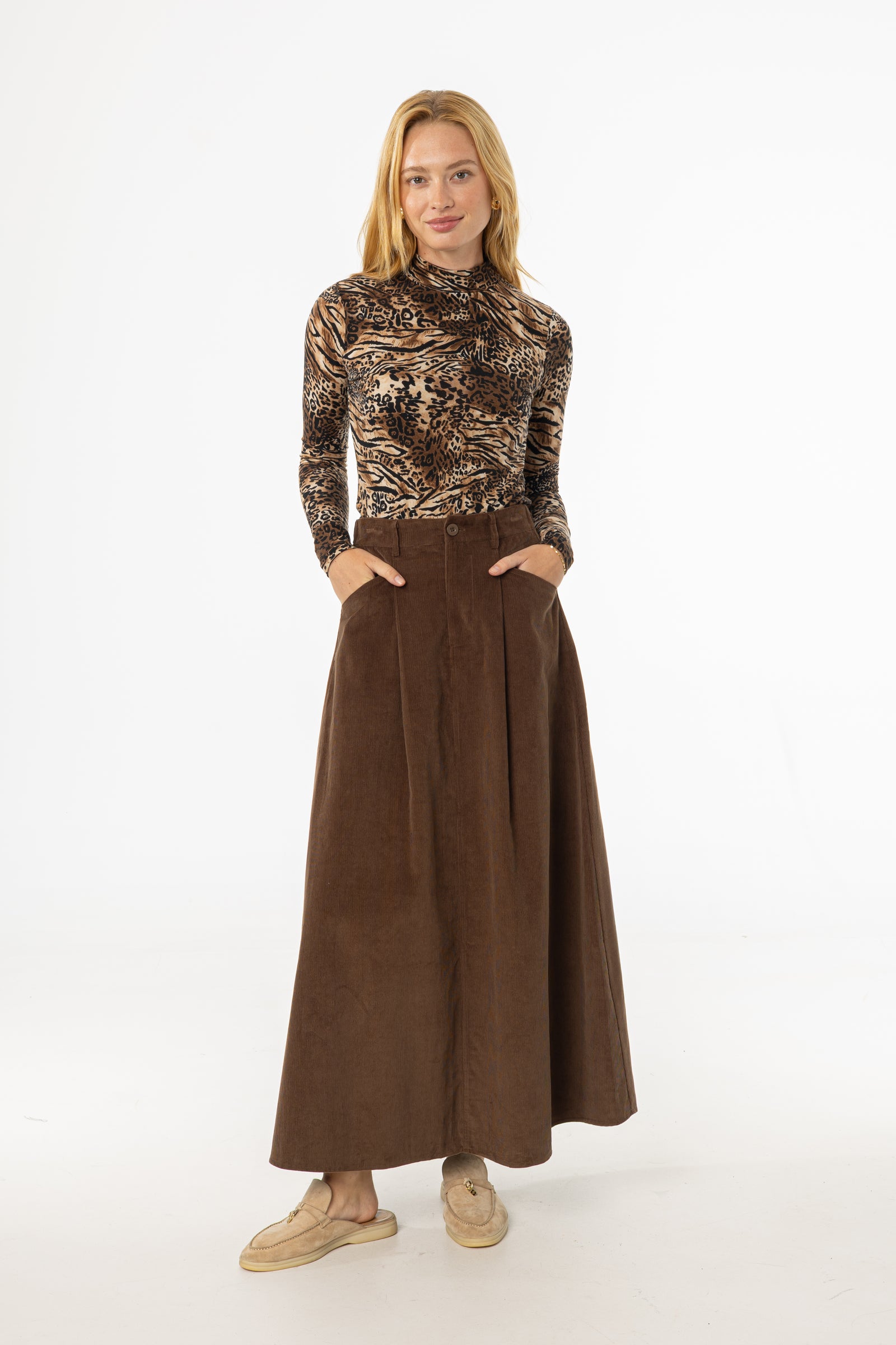 Brown Cargo Corduroy Maxi Skirt – BLANK