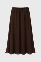 Brown Chiffon Flare Maxi Skirt