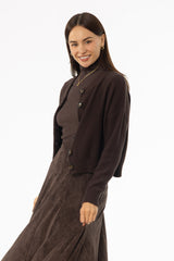 Brown Chunky Knit Cardigan