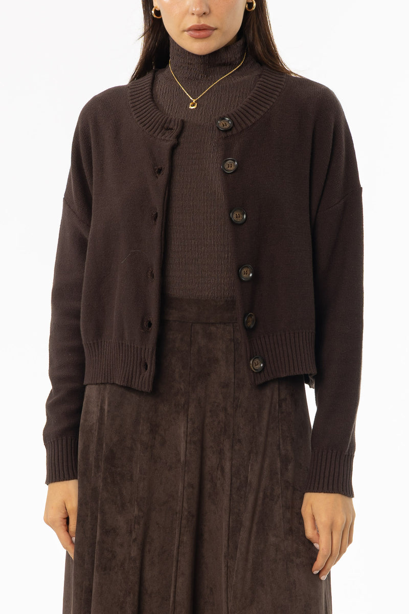 Brown Chunky Knit Cardigan