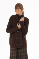 Brown Double Breasted Chunky Knit Cardigan