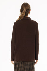 Brown Double Breasted Chunky Knit Cardigan